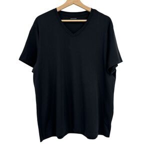 Saks Fifth Ave Black T-Shirt XL Short Sleeve V Neck soft knit womens top